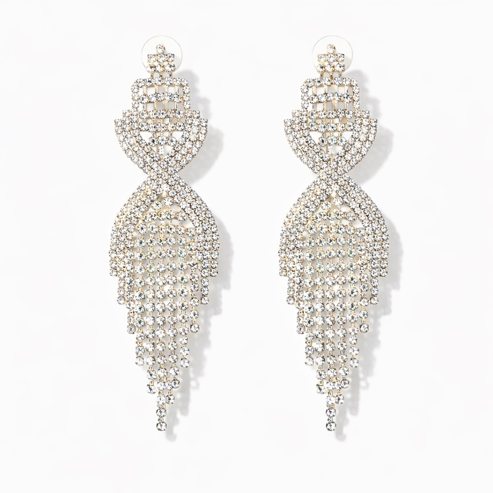 ⚜️ Chic Luxury Gold Crystal Drop Earrings - Picture 1 of 10